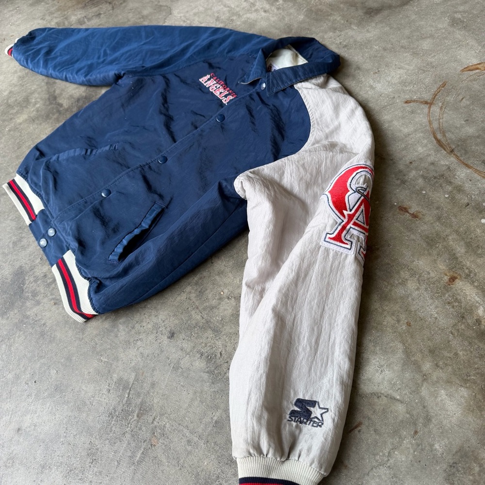 Rare Vintage 90s Starter California Angels Jacket Teens M Anaheim Made In USA - Picture 2 of 7